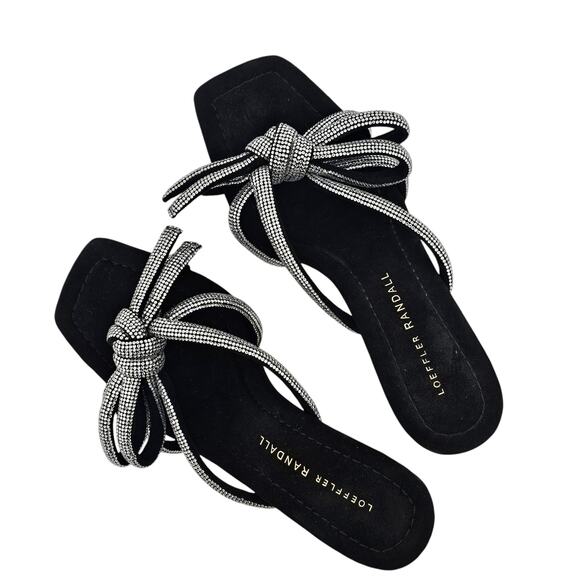 Loeffler Randall Margi Bow Crystal Embellished Heel Sandal Size 6 Black - Picture 6 of 9